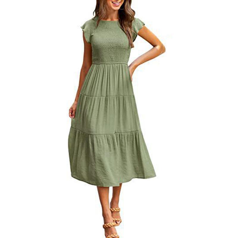 Letní dámské šaty Jednobarevné Ležérní šaty s krátkým rukávem