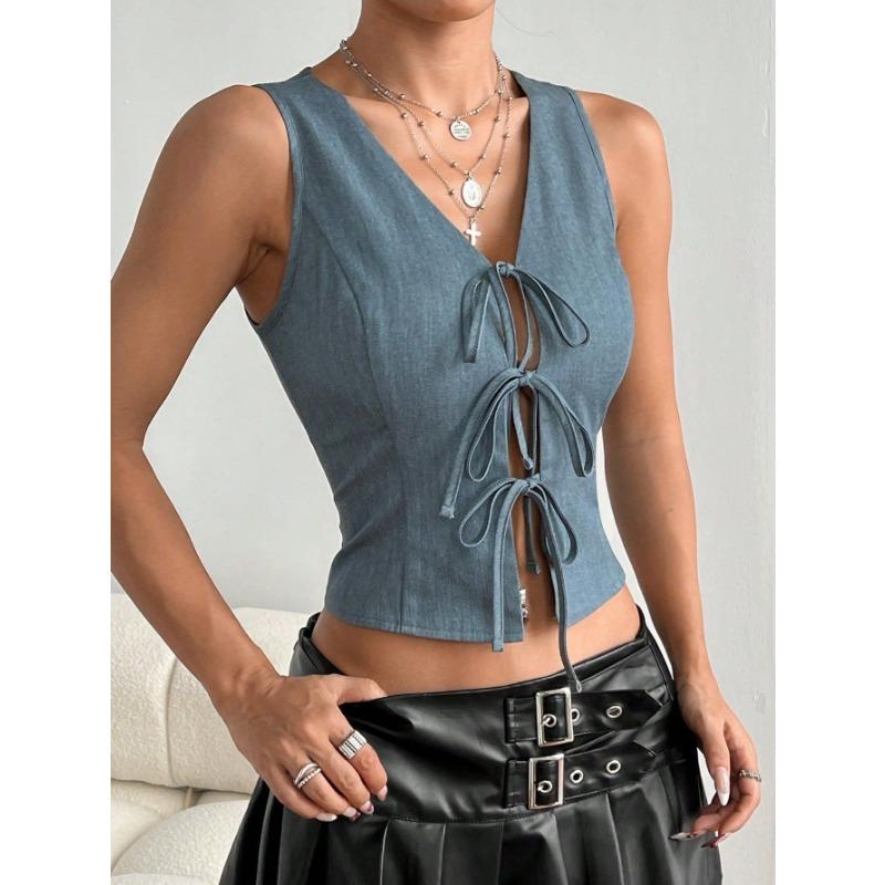 Top ajustado con cordones de verano para mujer