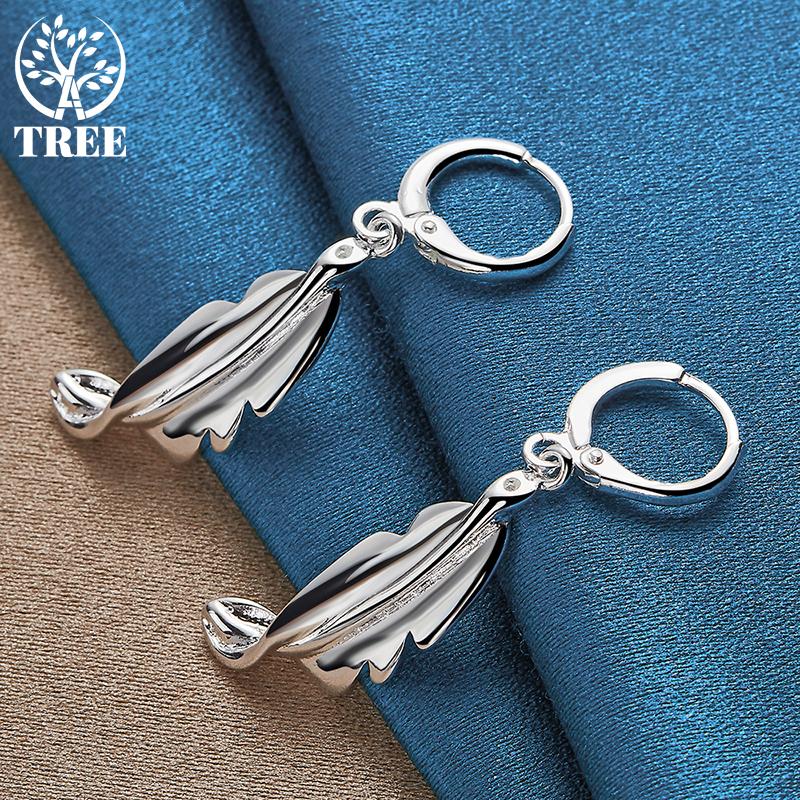 925 Sterling sølv Twisted Leaves Drop øredobber smykker