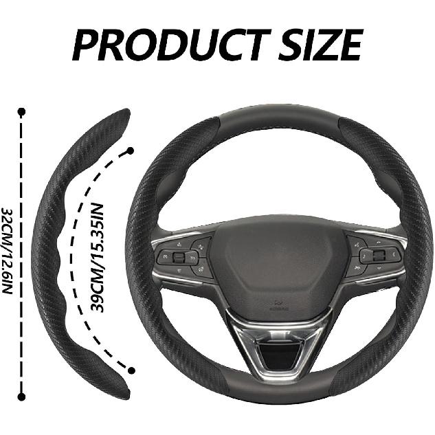 2Pcs Universal Fit Carbon Fiber Steering Wheel Cover, Anti-Skid Steering Wheel Cover/Segmented Steering Wheel Protector/Car Interior Accessories