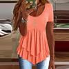 Women's Fashion Loose Three Button Casual Solid Colour Short Sleeve T-Shirt Top