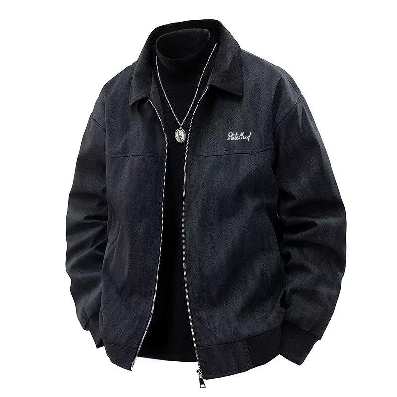 Korean Retro Wellington Gradient Jacket, Plus Velvet, Loose Fit - Trendy Men's Autumn/Winter Style