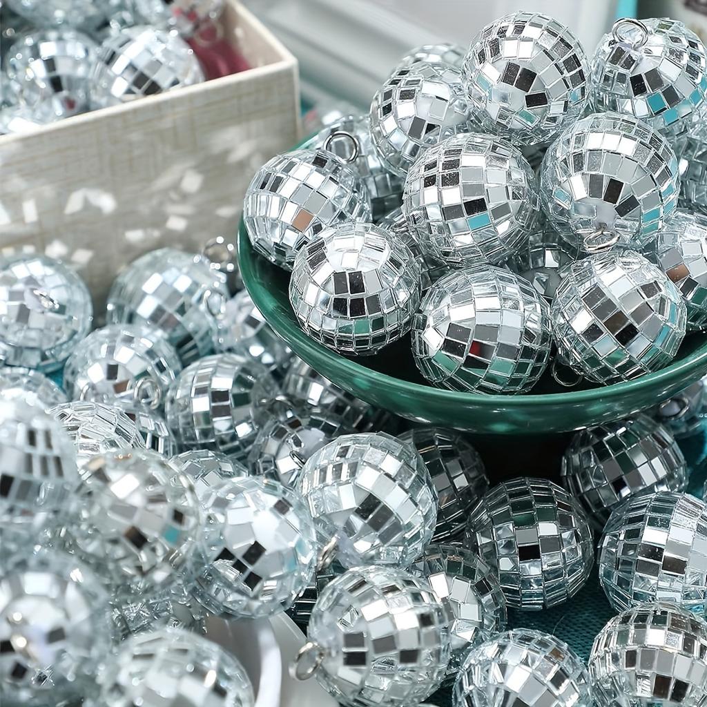 30pcs Mini Disco Ball Ornaments Reflective Glass Silver Baubles for Mardi Gras Disco Party Decor Sparkling Christmas Tree Gift