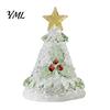 Christmas Gift for Friends Handmade Glass Tree Lighted Figurine, Mini Luminous Xmas Crystal Figurine Night Light, Art Tabletop Holiday Decoration