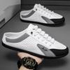 Fashion 2024 Men's Summer Breathable New Style Slip-on Loafers Peep Toe Slippers Men's Korean Fashion Canvas Lazy Half Slippers