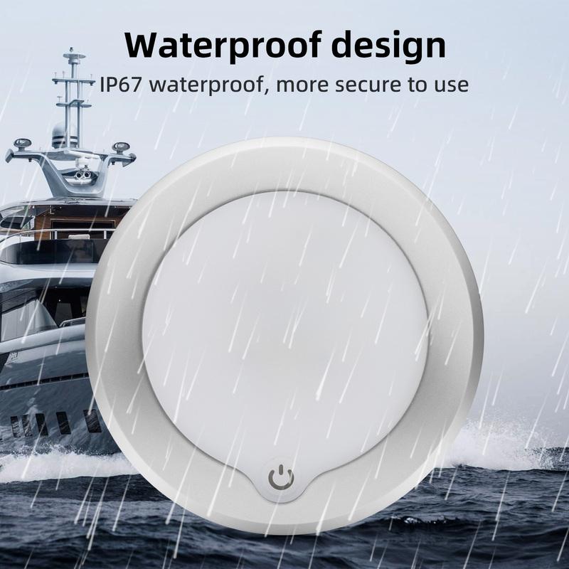 12V Ceiling Light Indoor Dimmable LED Light Ultra-thin 3W RV Ceiled Dome Lamp Adjustable Brightness Switch Boat Yacht Spotlight