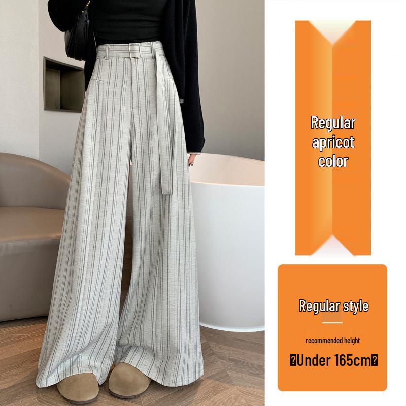 

Striped Wide-Leg High-Waisted Women s Suit Pants – Spring 2026, Slimming, Versatile, Floor-Length, Casual Straight Fit. L
