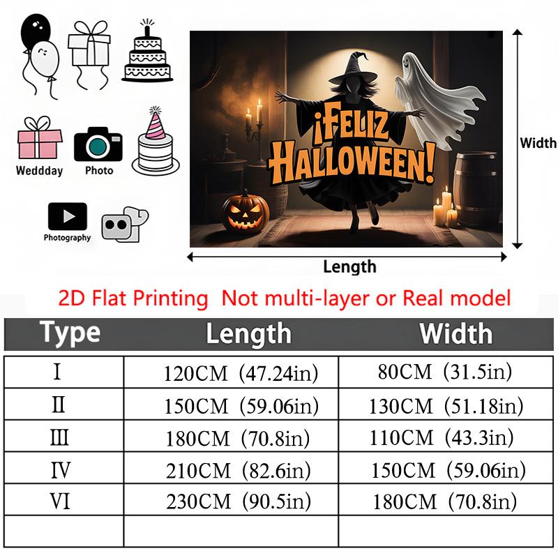 Party Backdrop Halloween Flat Spooky Witch Pumpkin Event Backdrop Decoration Party Decor