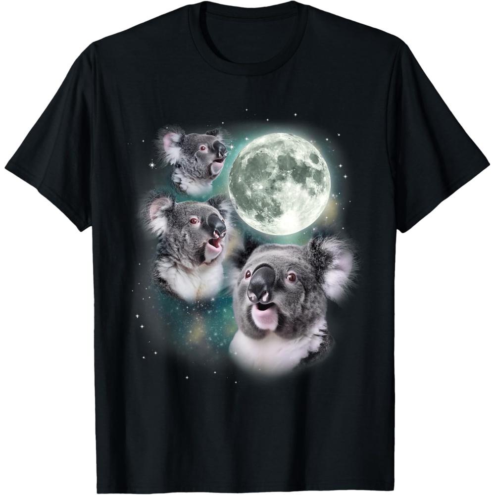 Three Koala Moon | Cute Quirky Meme Howling Wildlife Koala T-Shirt XL чёрный