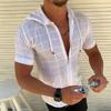 Nova moda de verão masculina de manga curta com capuz e camiseta com zíper