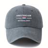 Cappellino da Baseball Unisex alla Moda e Versatile con Lettere Stampate AMSTERDAM, Leggero per l'Esterno, Visiera Curva, Cappellino da Baseball da Autista di Camion