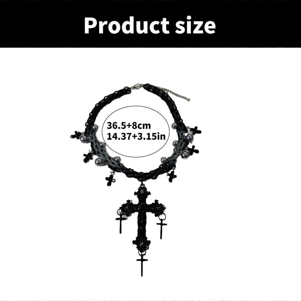 Fashionable Dark Crosses Necklace Portable Accessory for Women Embracing Gothic and Punk Styles With Comfortable Fit