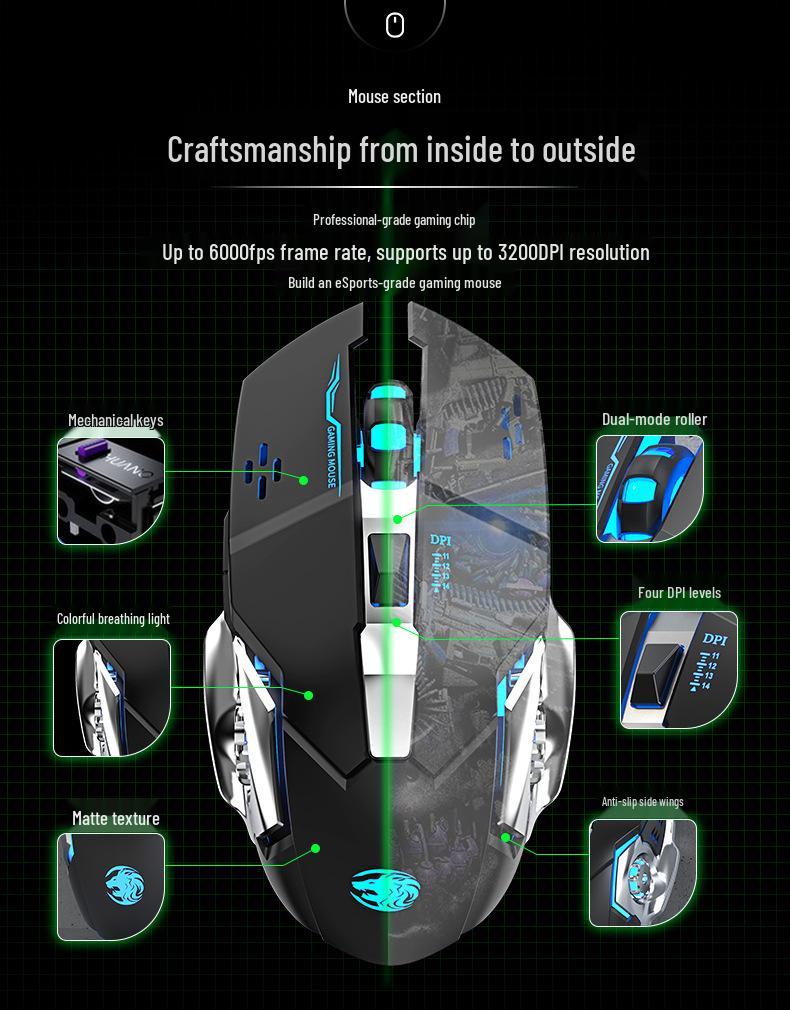 GX80 Wired Mechanical Keyboard, Mouse & Headset Set for E-sports Gaming Laptops