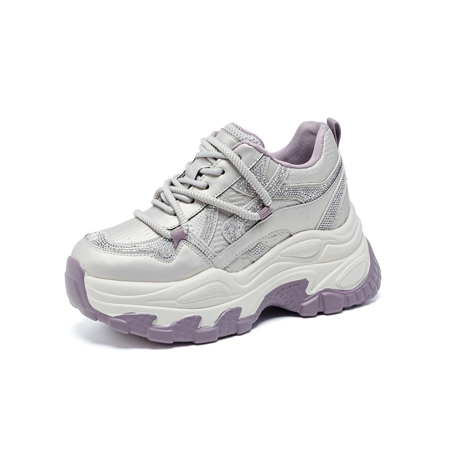 Spring new super fire thick-soled inner height-increasing dad shoes casual sports shoes rhinestones 34