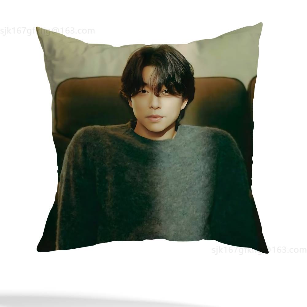 Customize G-Gong Yoo Pillow Case Anti-dustmite Pillowcase Invisible zipper silky short plush Sofa cushion cover