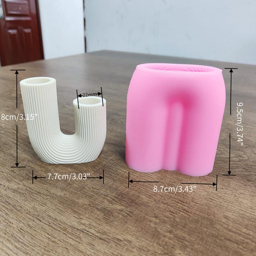 U-shaped Flower Vase Silicone Molds Dried Flower Container Epoxy Resin Mold Plaster Candle Holder Mold for DIY Crafts