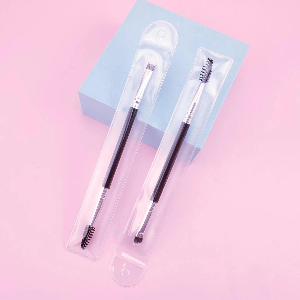 Double-Ended Eyebrow & Eyeshadow Brush - Angled Concealer & Spiral Eyelash Tool for Professional Eye Makeup