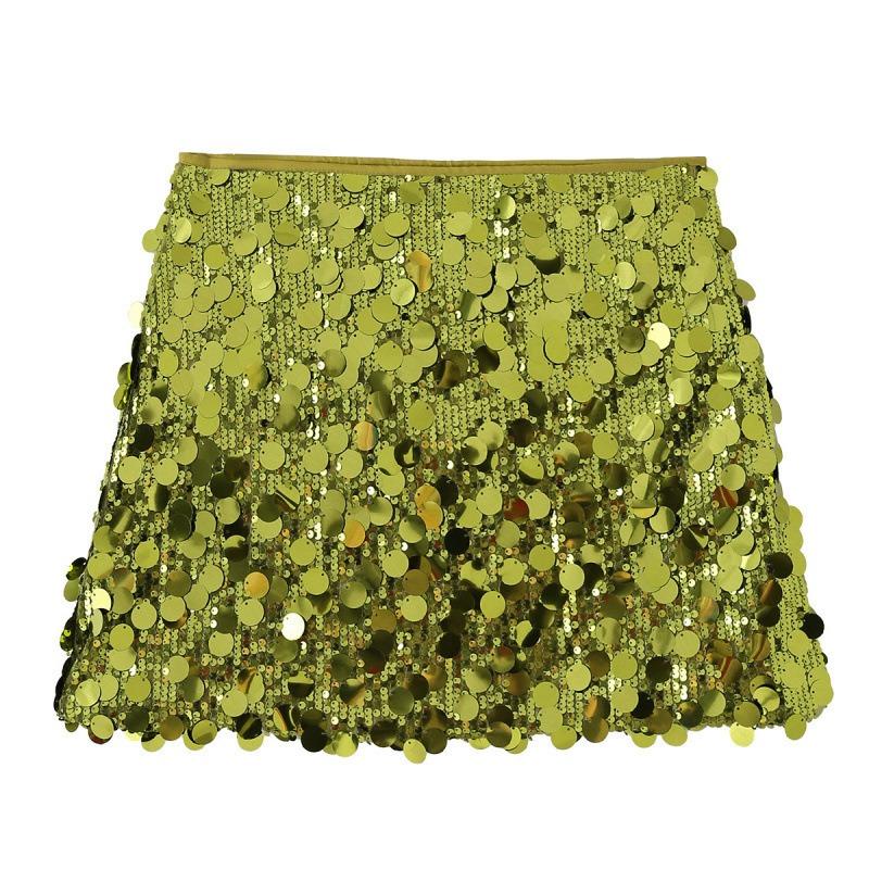 Minifalda Plateada con Lentejuelas de Cintura Alta para Mujer, Falda Corta Brillante para Fiesta y Club