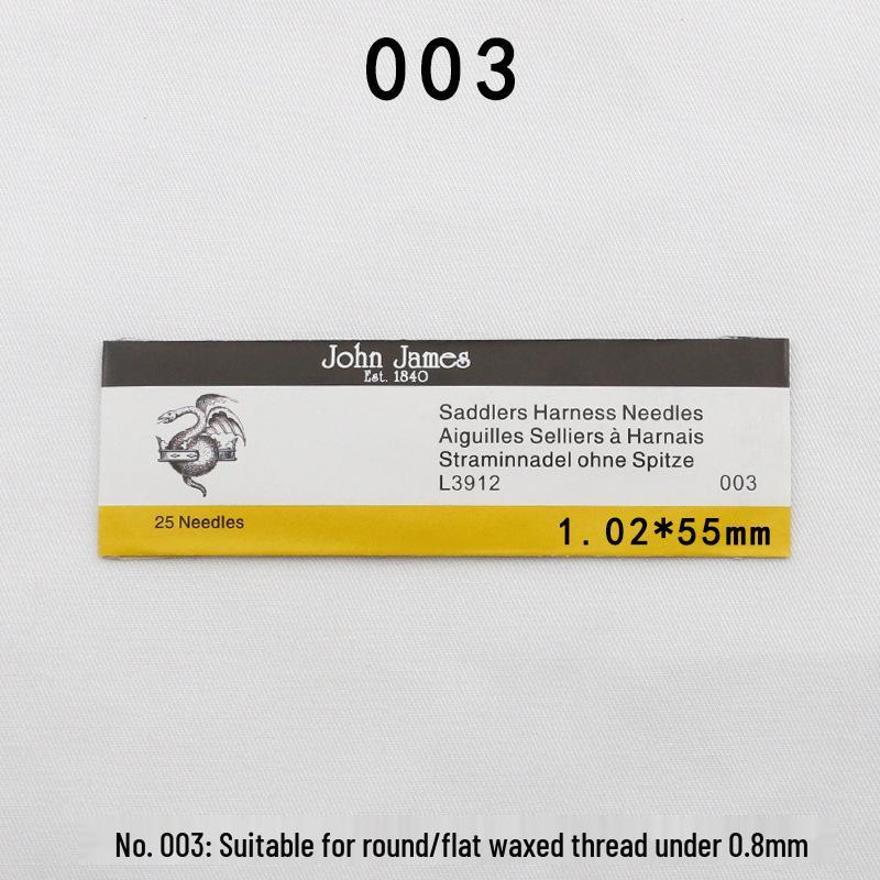 JohnJames Leather Round Head Hand Sewing Needles - Pack of 25 for Leather Stitching