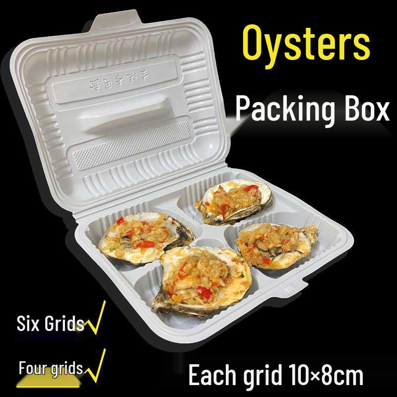 Six-Compartment Disposable Takeaway Box for Oyster, Scallop, Eggplant, and BBQ Dishes