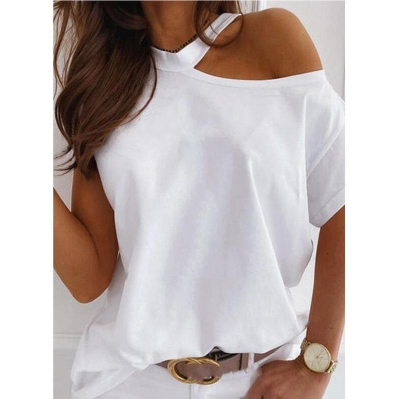 JPNTKY Women's Fashion Casual Solid Color Print Short Sleeve Blouses & Shirts