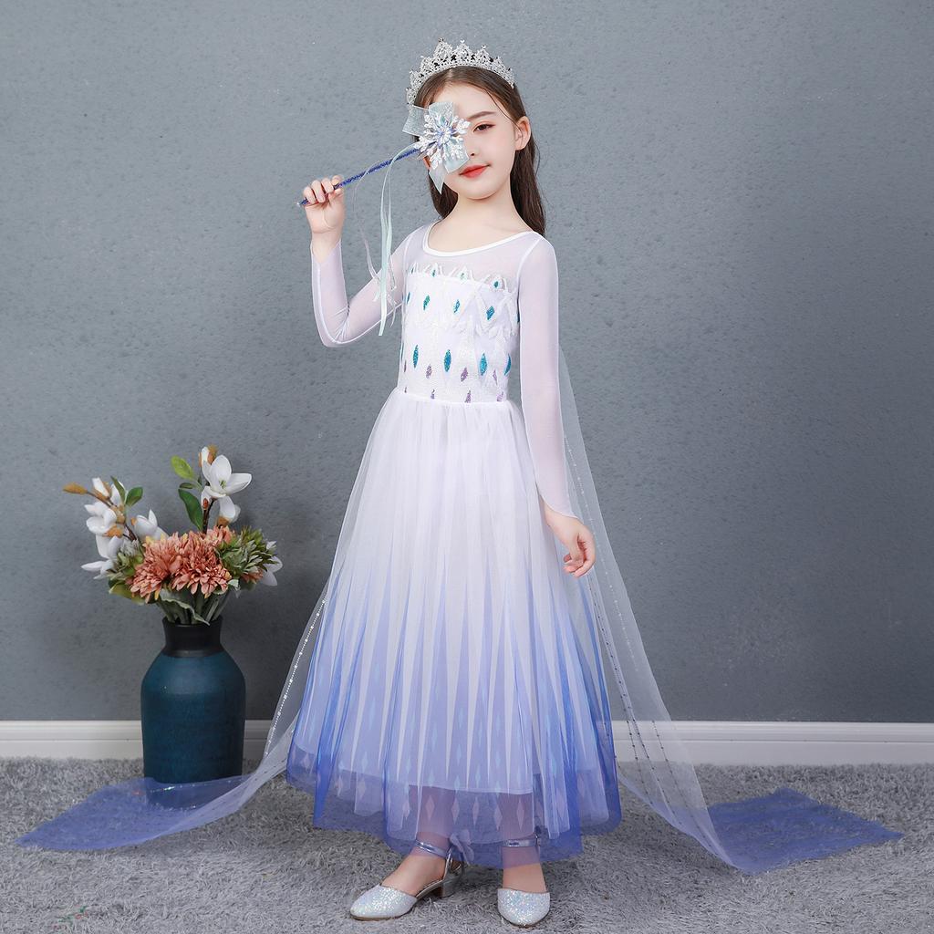 Elsa Princess Dress Frozen 2 Girls Elsa Dress Summer Children's Skirt Dress Love Sand Dress Women
