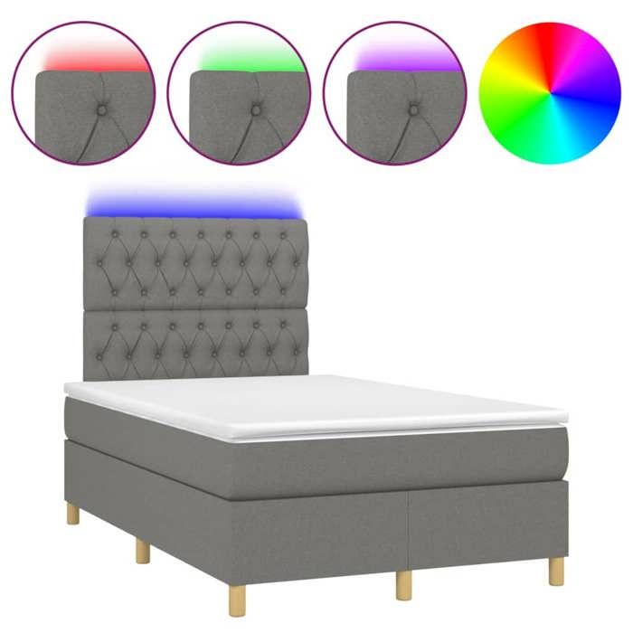 VidaXL Sommier à Lattes de Lit avec Matelas et LED, Lit Rembourré, Lit Double, Lit Adulte de Chambre à Coucher Intérieur, 3135662