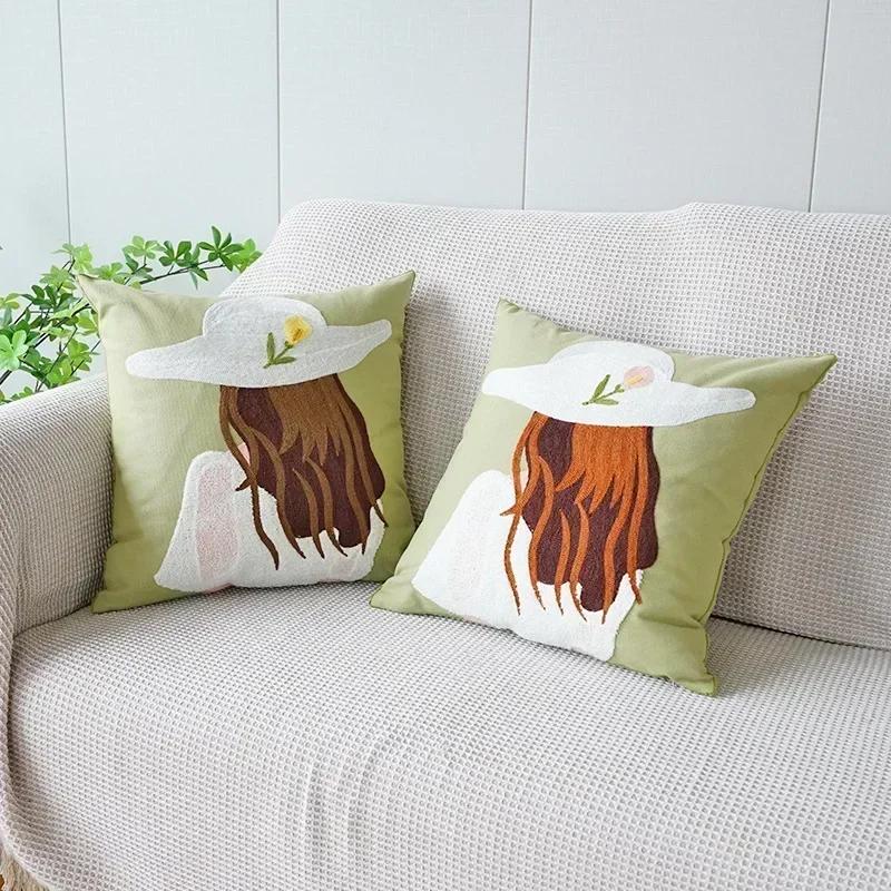 45x45cm Pillowcase Embroidery Flowers Pillow Cover Flower Decorative Pillows Throw Pillow Cases Sofa Living Room Home Decor