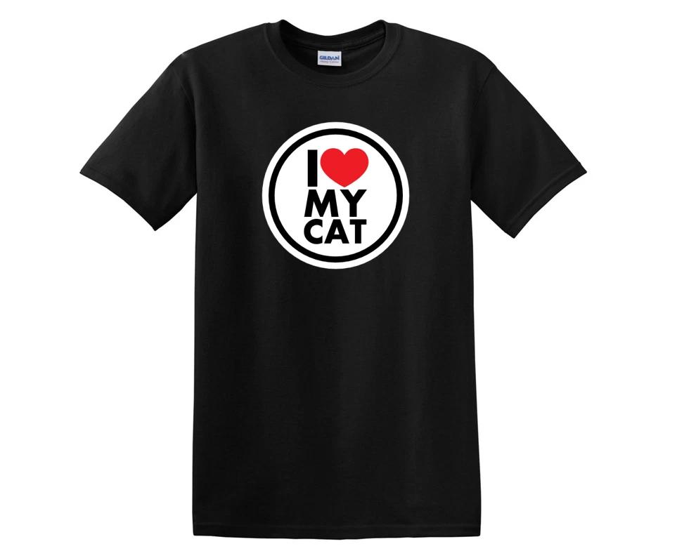 

I Love my Cat Tee Shirt Retro Heart Pet Feline Animal Lover Black T-Shirt S