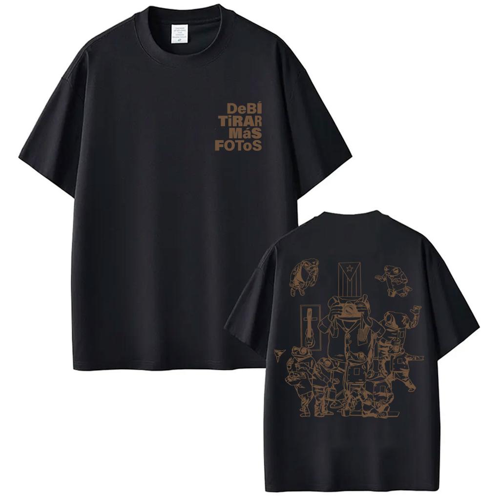 T-shirt célèbre rappeur Bad Bunny Debi Tirar Mas Fotos DTMF World Tour T-shirts tendance Unisex Hommes Vintage Hip Hop T-shirts en coton