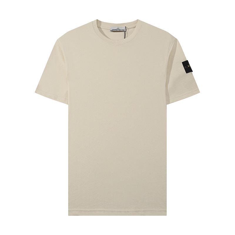 Bavlněné tričko s klasickým kulatým výstřihem v jednobarevném provedení Stone Island s nášivkou