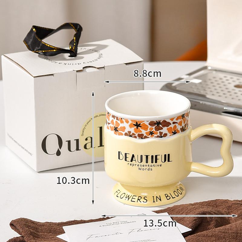 

French Retro High End Mug High-end Light Luxury Couple Coffee Cup Ceramic Gift Women s High Quality Cup 400ml