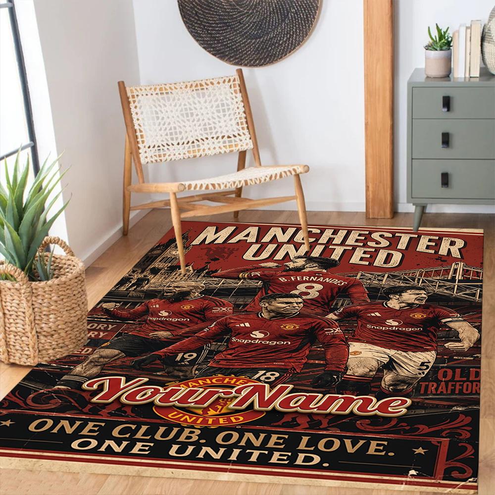 Manchester Customizable Name Carpet Design for Playrooms Kitchen Bedrooms Outdoor Antislip Carpet Anime Office Decor Perfect Gift for Friends & Family