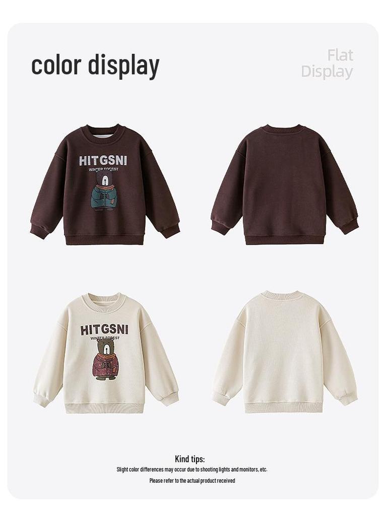 Fairy Tale Memory Boys' Fleece Sweatshirt – 2025 Autumn/Winter, Round Neck, Korean Style, for Middle & Big Boys.