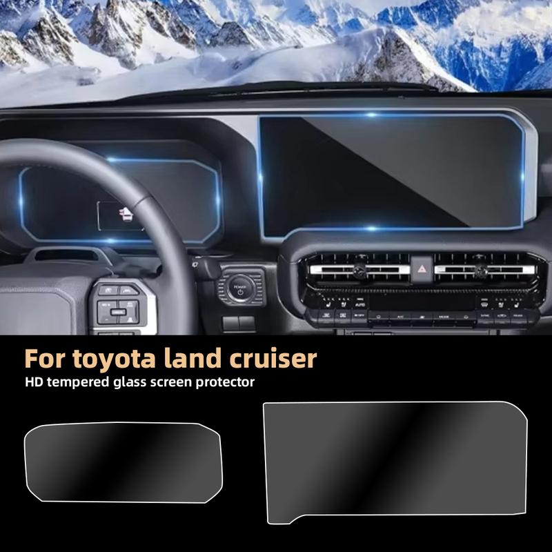 For Toyota Land Cruiser Prado 2024 2025 Navigation Instrument Screen Protector HD Tempered Glass Film with Foam Box Packaging.