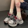 Silver-gray thick-soled polished Paris Daddy shoes women's shoes 2025 autumn new heightening mesh casual sports shoes