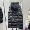 Autumn and winter new medium and long white duck down jacket women's fashion foreign style thickened pressed rubber hooded jacket tide