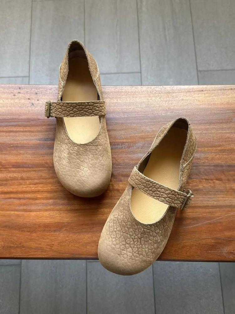 

Johnature Натуральная Кожа Мягкая Подошва Туфли без Каблука Ретро Мелкие Мягкая Коровья Кожа Ремешок с Пряжкой Женская Обувь 35 хаки