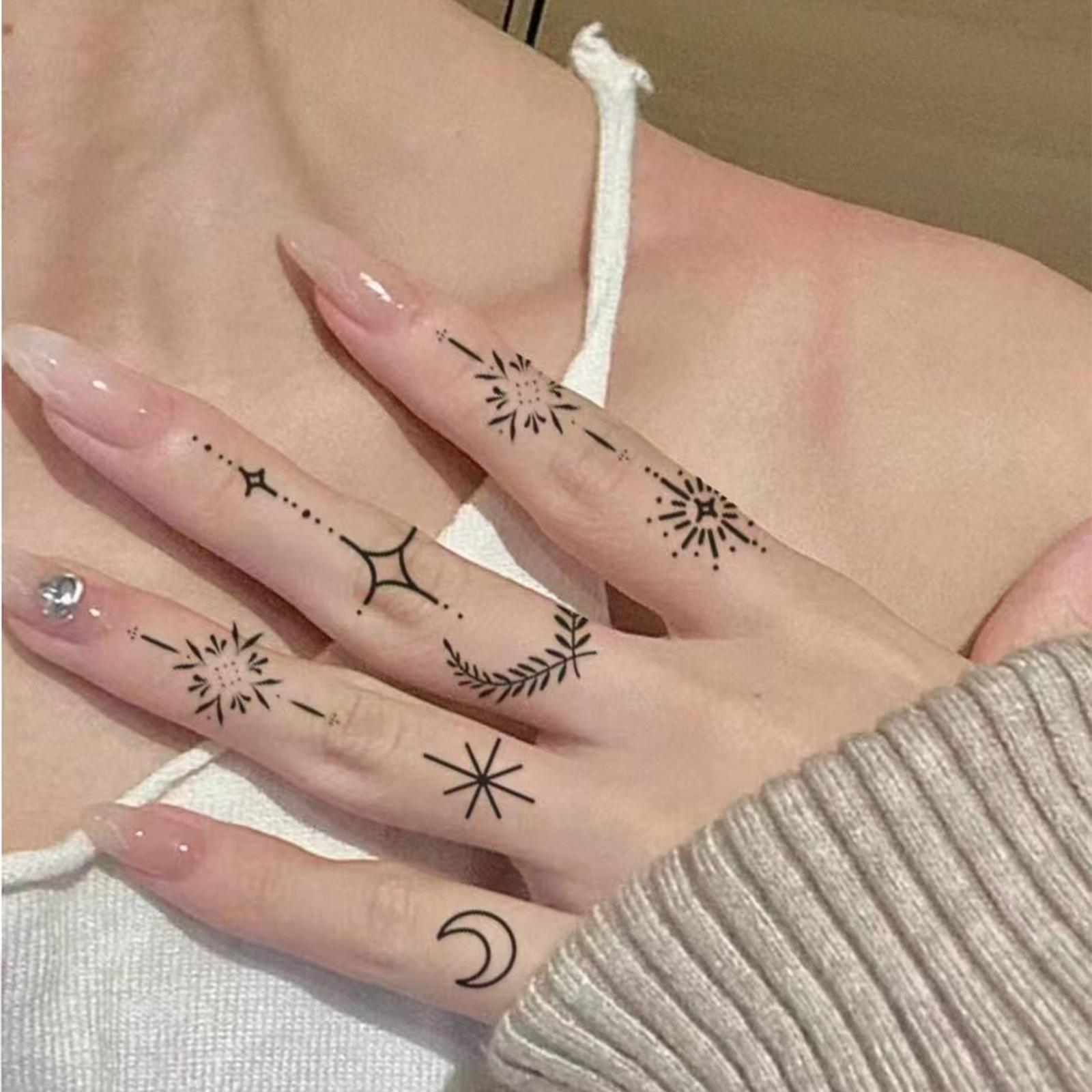 Glow Makeup Unisex Fireworks Star Moon Finger Tattoo Sticker, Waterproof And Long-Lasting, Personalized Knuckle Style, Simulated Tattoo Sticker