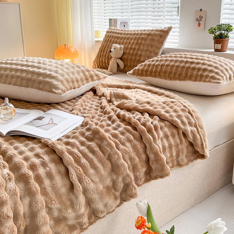 

Плюшевый плед из искусственного кролика, Офисный плед для сна, Плед для кондиционера, Универсальный чехол на диван для всех сезонов, Постельные принадлежности 120*200cm кофейный