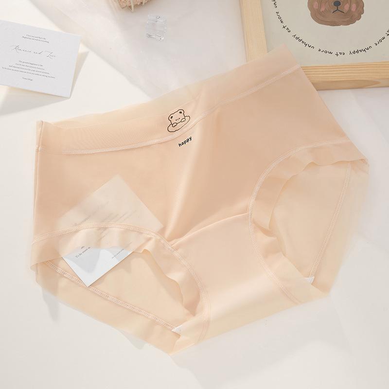 Plus Size Women's Summer Thin Cotton Breathable Non Trace Antibacterial Ice Silk Briefs