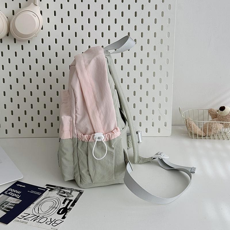 Women Contrast Color Backpack Junior High School Student Travel Small Schoolbag
