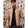 New men's stand-up collar PU leather jacket slim locomotive jacket autumn business casual ruffian handsome jacket