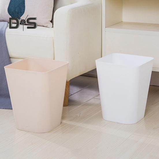 Small Waste Basket Trash Can Large Capacity Solid Color Easy To Clean Indoor Outdoor Plastic Garbage Bin