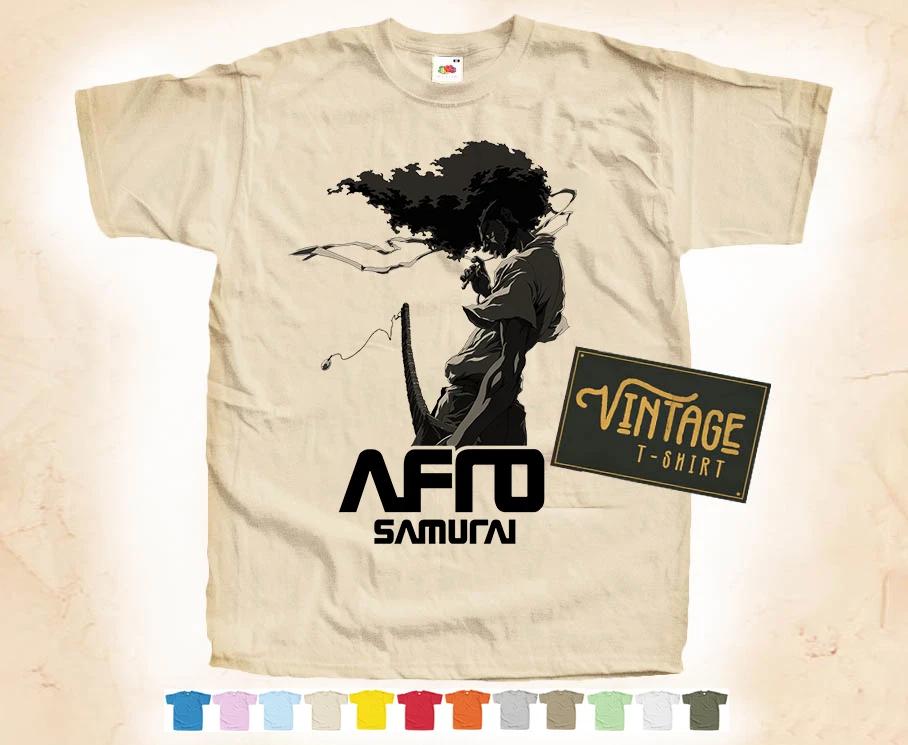 

Black Print Afro Samurai T SHIRT TEE Vintage Poster Natural 12 Colors 2XL
