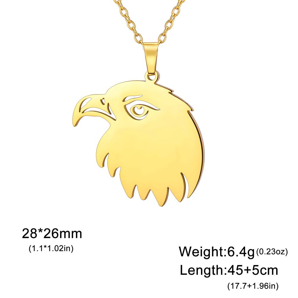 My Shape Punk Eagle Head Pendant Necklaces Stainless Steel Animal Bird Bald Eagle Charms Neck Chain Choker Jewelry Men’s Gifts