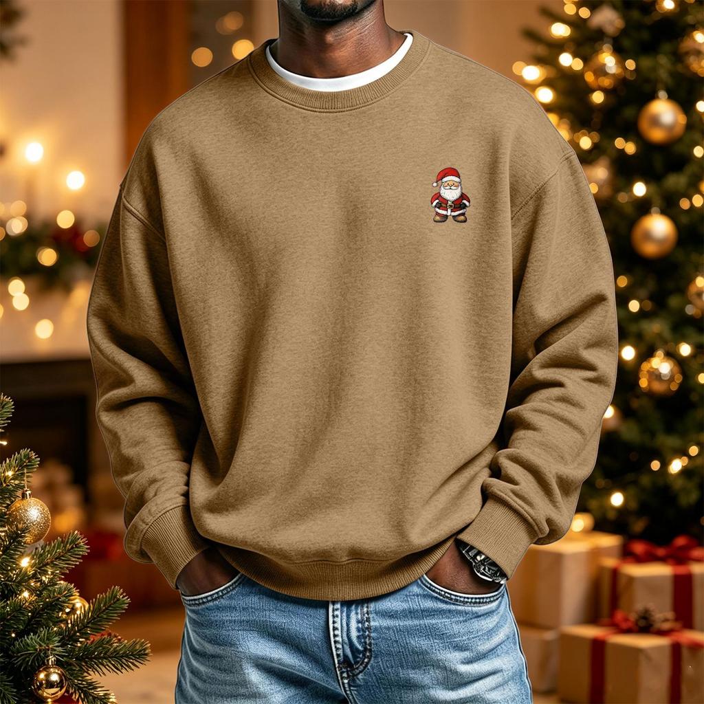 Men's Long Sleeve Neck Sweatshirt Christmas Print Pullover