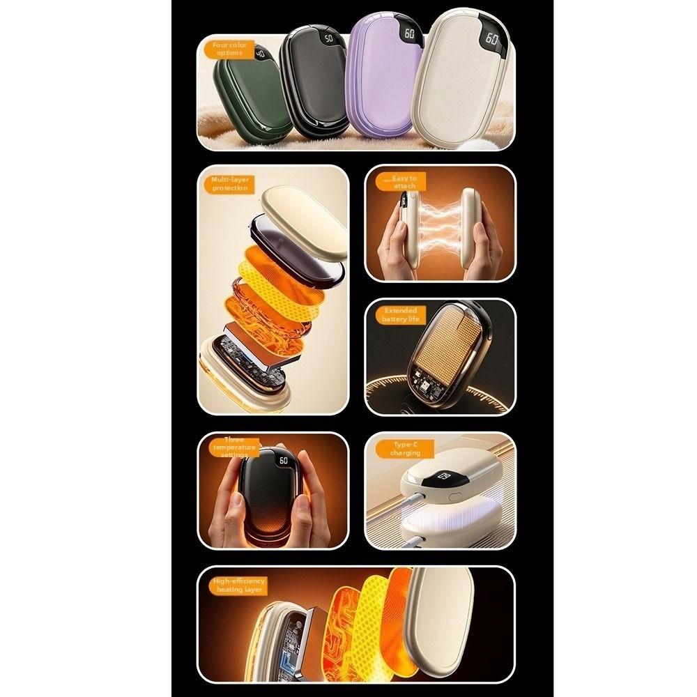 Digital Display Electric Handwarmer 2 In 1 Portable Hand Heater Pocket Warm Hand Treasure  Camping
