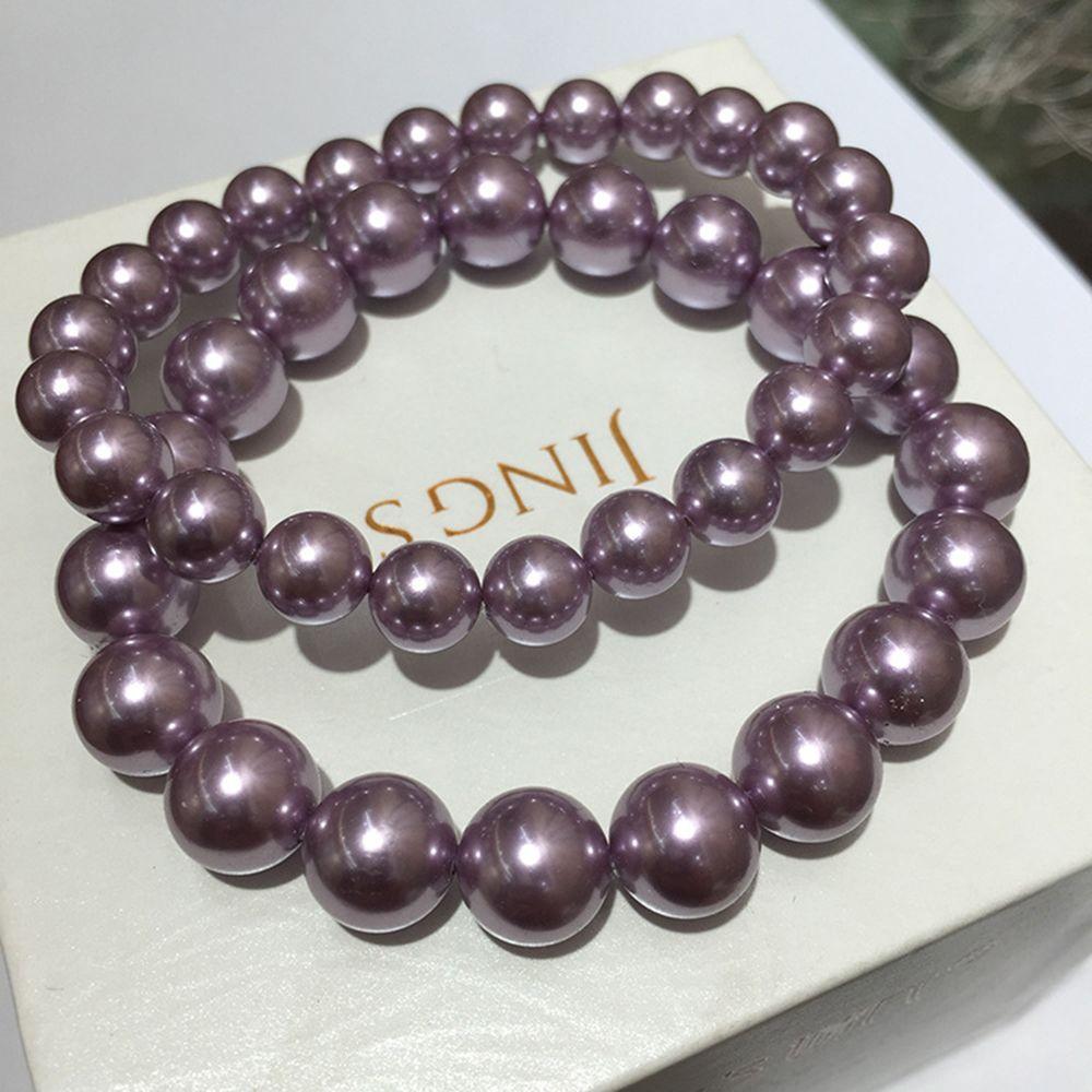 

Цвет для женщин 10 мм ручная нить имитация жемчуга браслеты браслеты ювелирные изделия модные аксессуары фиолетовый