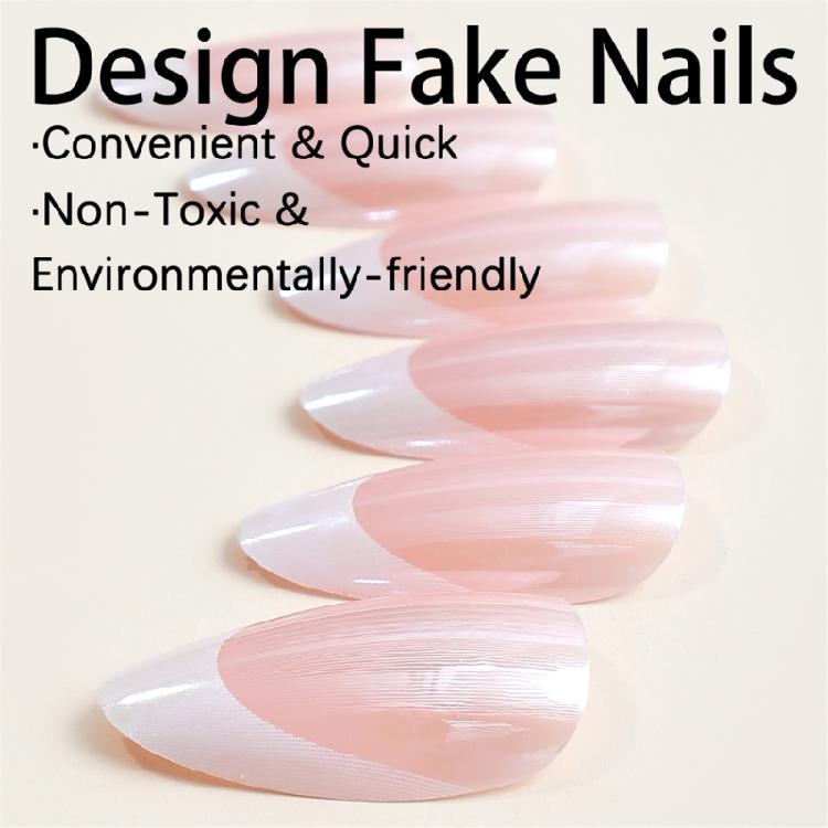 Full Cover Press On Nails French Tip Press On Nail Medium Almond Artificial Nail